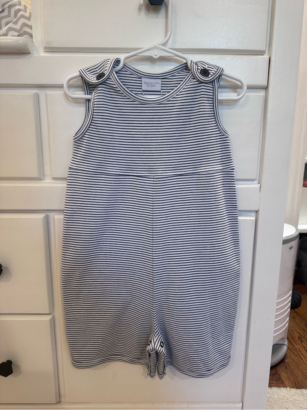 Squiggles by Charlie Navy & White Striped Baby Romper